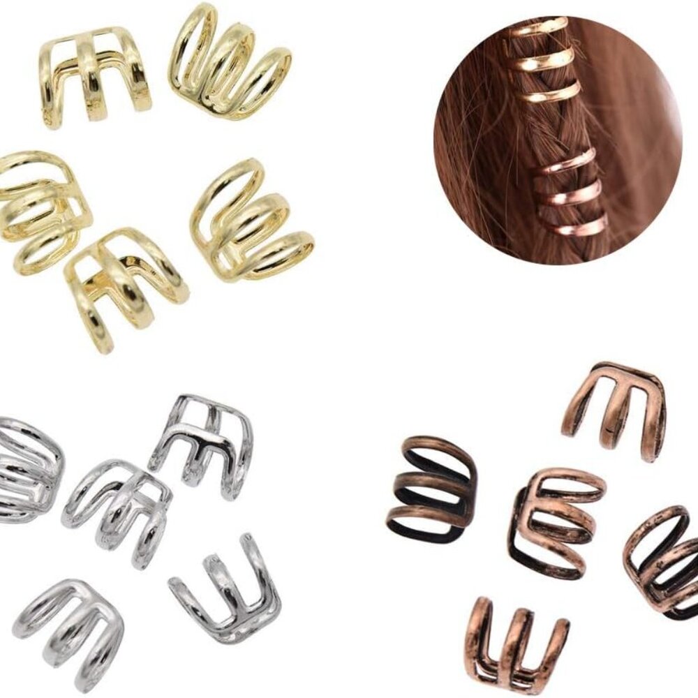 1 Set15 Pcs Dreadlock Beads Dread Hair Braid Cuff Clip Adjustable Hair Rings Set